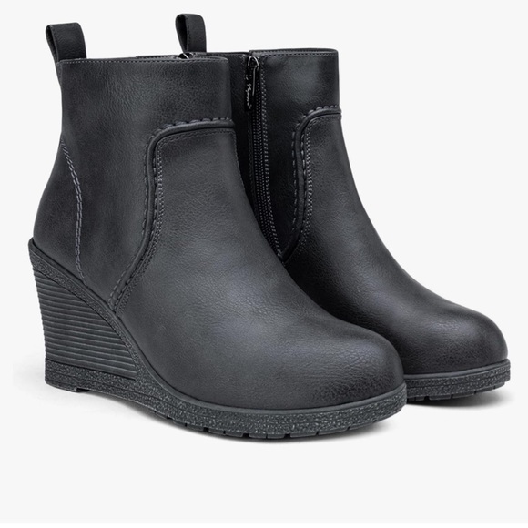 Shoes - Vepose Women's Low Wedge Boots, Comfortable Ankle Booties with Inside Zipper